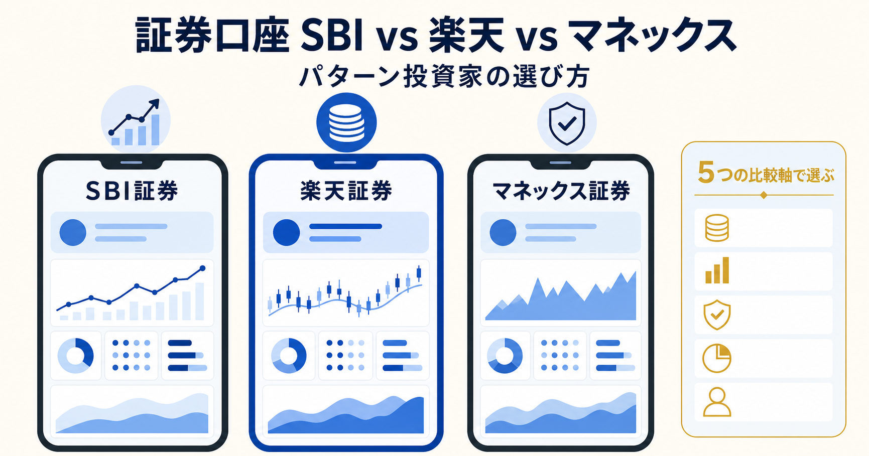 証券口座 SBI vs 楽天 vs マネックス パターン投資家の選び方
