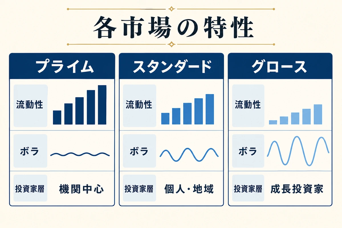 各市場の特性 - 流動性・ボラ・投資家層の比較