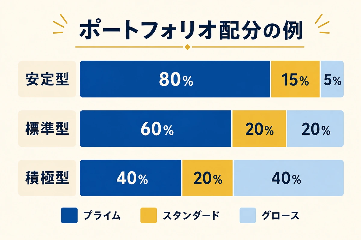 ポートフォリオ配分の例 - 安定型・標準型・積極型