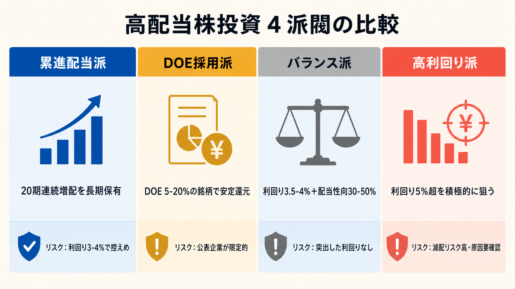 高配当 4 派閥比較